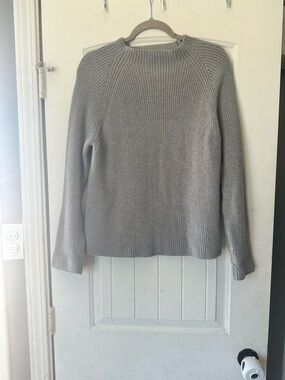 Jones New York Sport Grey 100% Cotton Ribbed Knit Raglan Sweater Size M